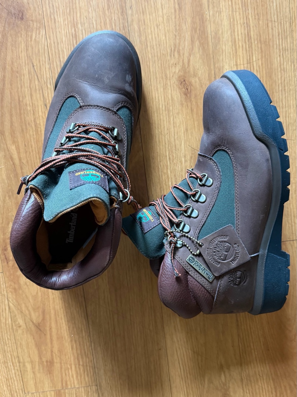 Timberland Brown and Green Men's Leather Hiking Boots